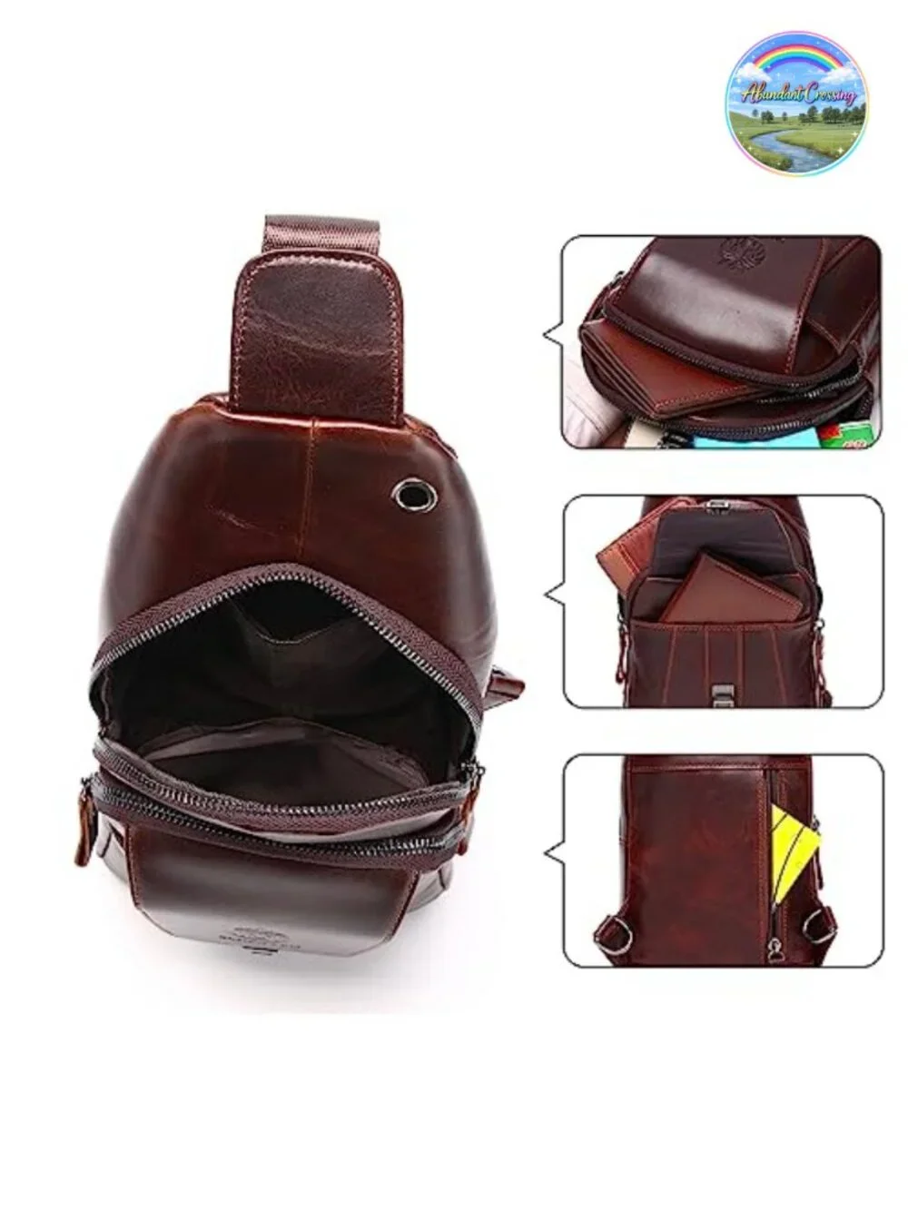 Genuine Leather Sling Bag for Men - Casual Crossbody Daypack